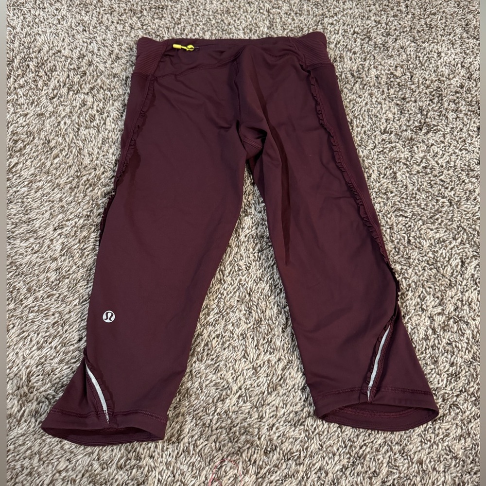 Lululemon Fast and Free Crop Leggings Size 4 Maroon